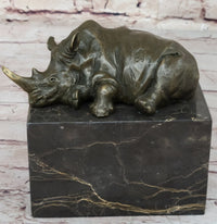 Rhinoceros Rhino Bookend Bronze Lost Wax Casting Marble Base