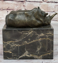Rhinoceros Rhino Bookend Bronze Lost Wax Casting Marble Base