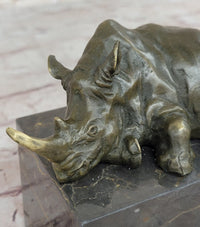 Rhinoceros Rhino Bookend Bronze Lost Wax Casting Marble Base