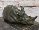 Rhinoceros Rhino Bookend Bronze Lost Wax Casting Marble Base