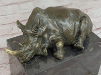 Rhinoceros Rhino Bookend Bronze Lost Wax Casting Marble Base