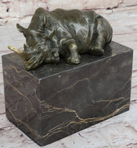 Rhinoceros Rhino Bookend Bronze Lost Wax Casting Marble Base