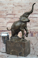 Elephant Standing on Hind Legs Bronze Sculpture Signed Art