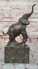 Elephant Standing on Hind Legs Bronze Sculpture Signed Art