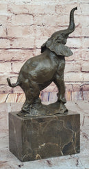 Elephant Standing on Hind Legs Bronze Sculpture Signed Art