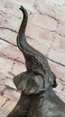 Elephant Standing on Hind Legs Bronze Sculpture Signed Art