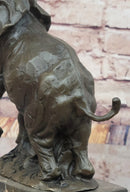 Elephant Standing on Hind Legs Bronze Sculpture Signed Art