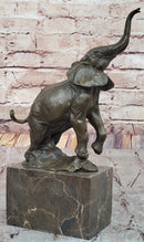 Elephant Standing on Hind Legs Bronze Sculpture Signed Art