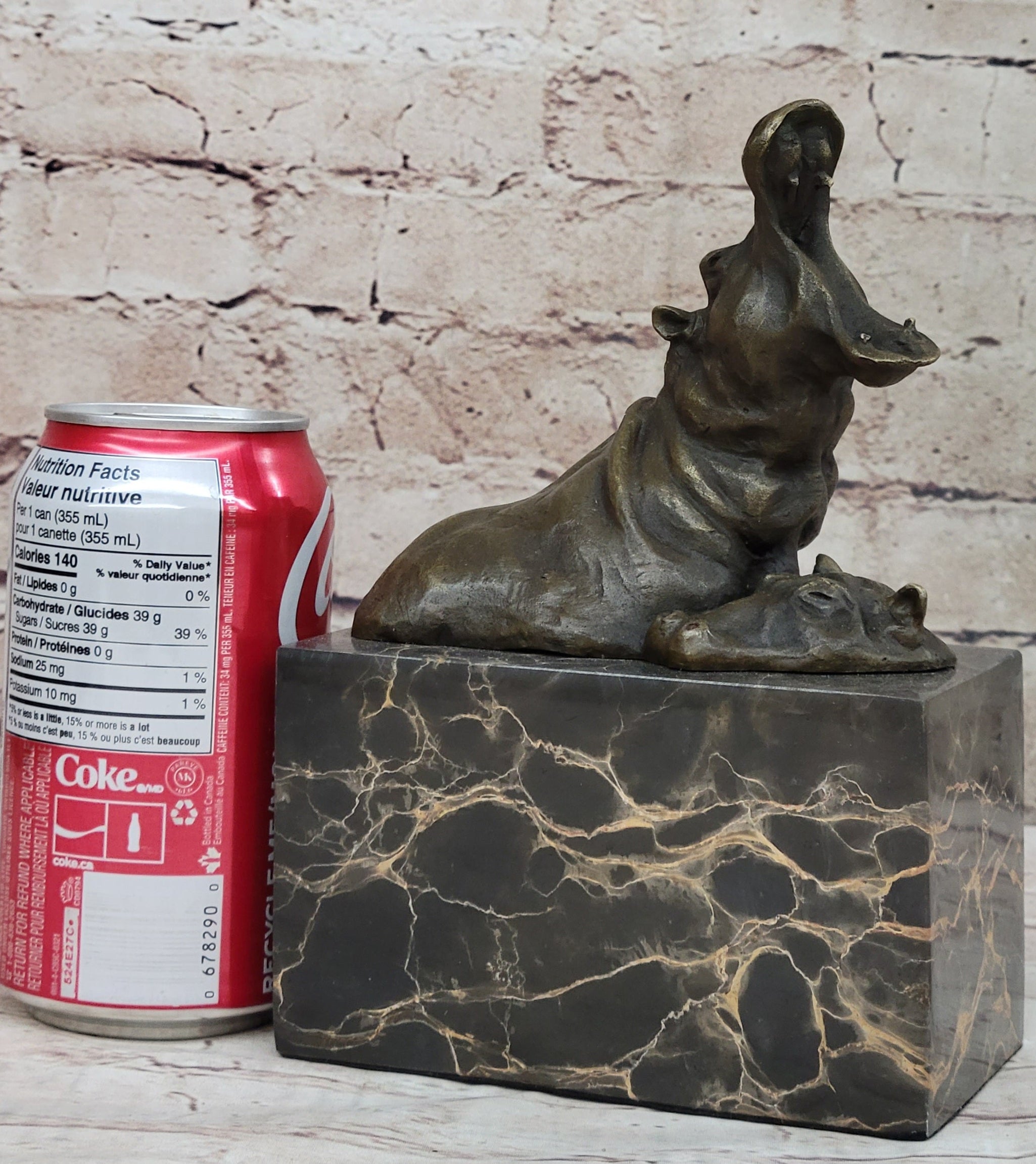 Bronze Hippopotamus Miniature Hippo Sculpture 7.5" x 5"