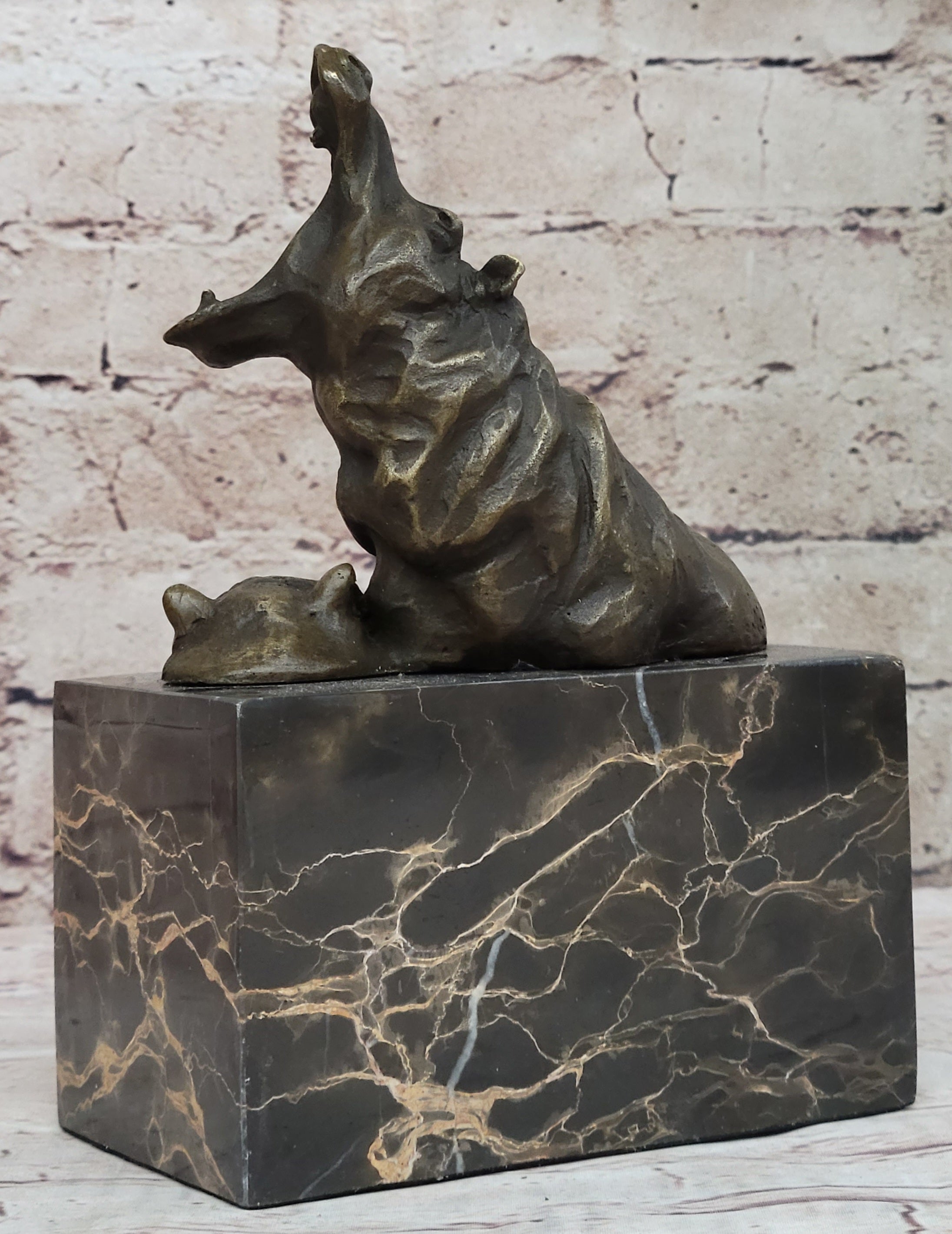 Bronze Hippopotamus Miniature Hippo Sculpture 7.5" x 5"