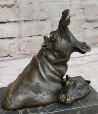 Bronze Hippopotamus Miniature Hippo Sculpture 7.5" x 5"