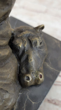 Bronze Hippopotamus Miniature Hippo Sculpture 7.5" x 5"