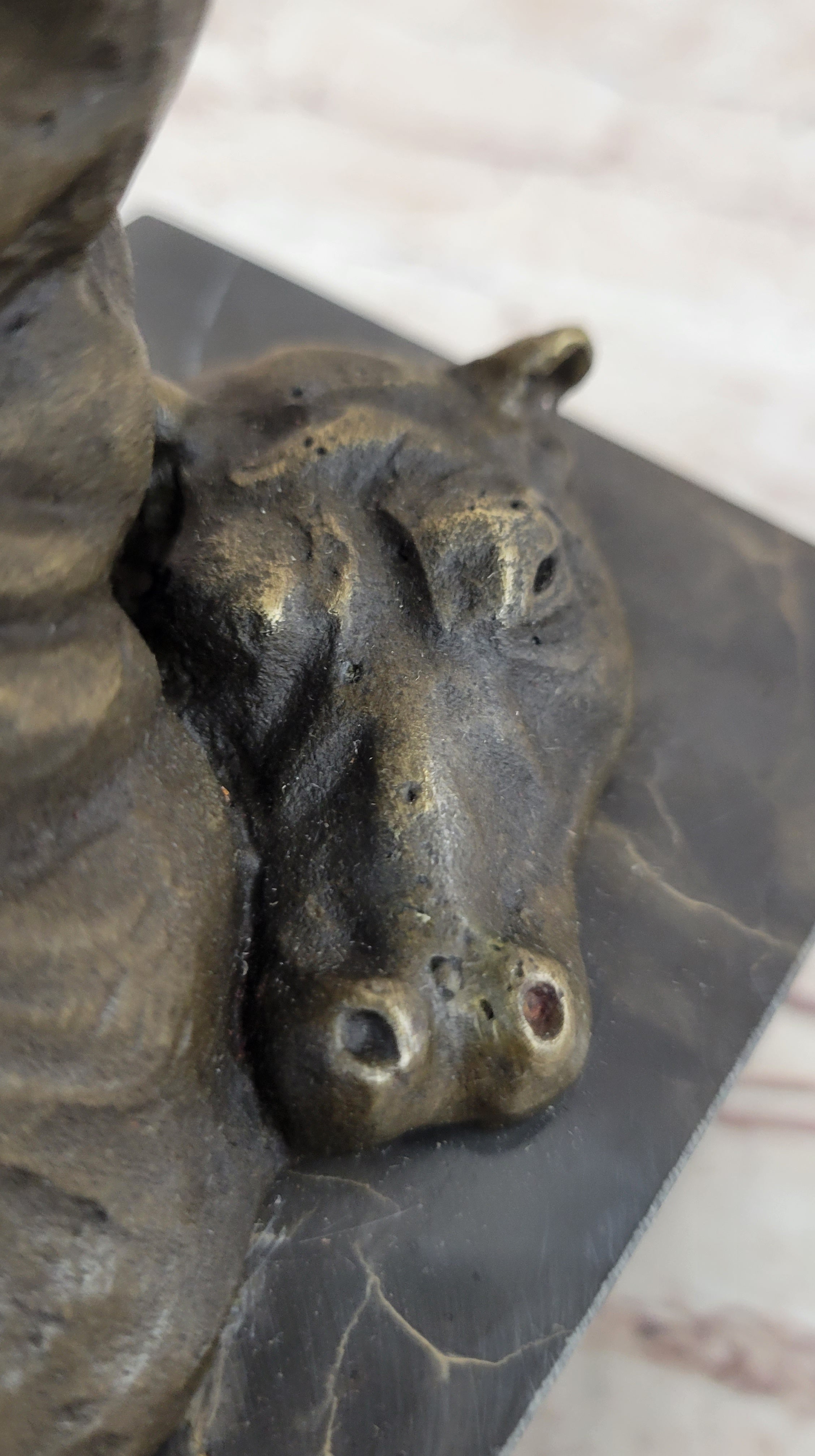 Bronze Hippopotamus Miniature Hippo Sculpture 7.5" x 5"