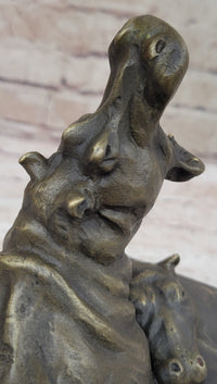 Bronze Hippopotamus Miniature Hippo Sculpture 7.5" x 5"