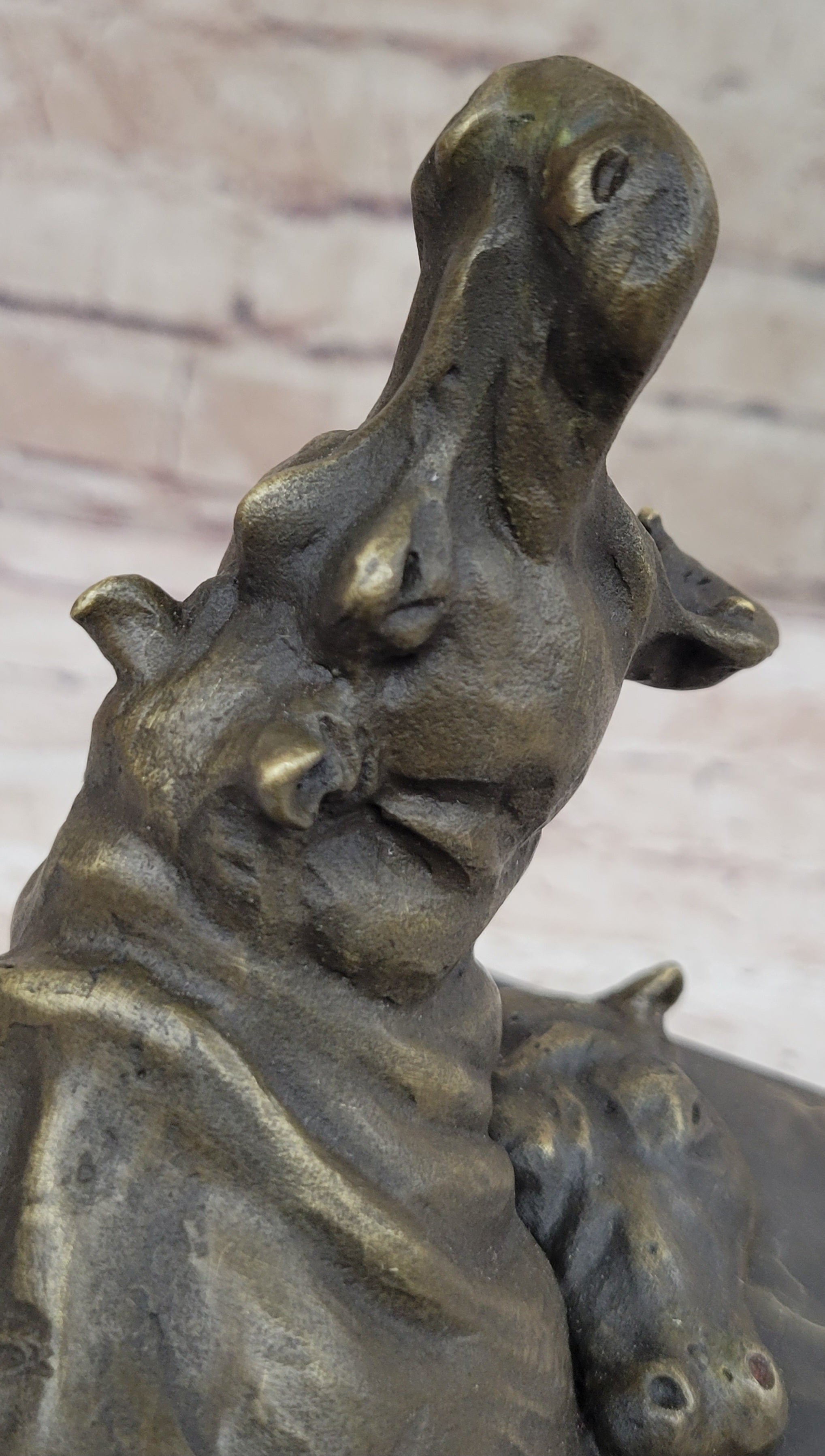 Bronze Hippopotamus Miniature Hippo Sculpture 7.5" x 5"