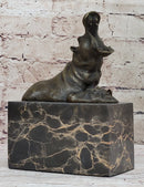 Bronze Hippopotamus Miniature Hippo Sculpture 7.5" x 5"