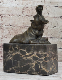 Bronze Hippopotamus Miniature Hippo Sculpture 7.5" x 5"