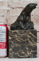 Art Deco Polar Bear Bronze Sculpture Marble Base Hotcast