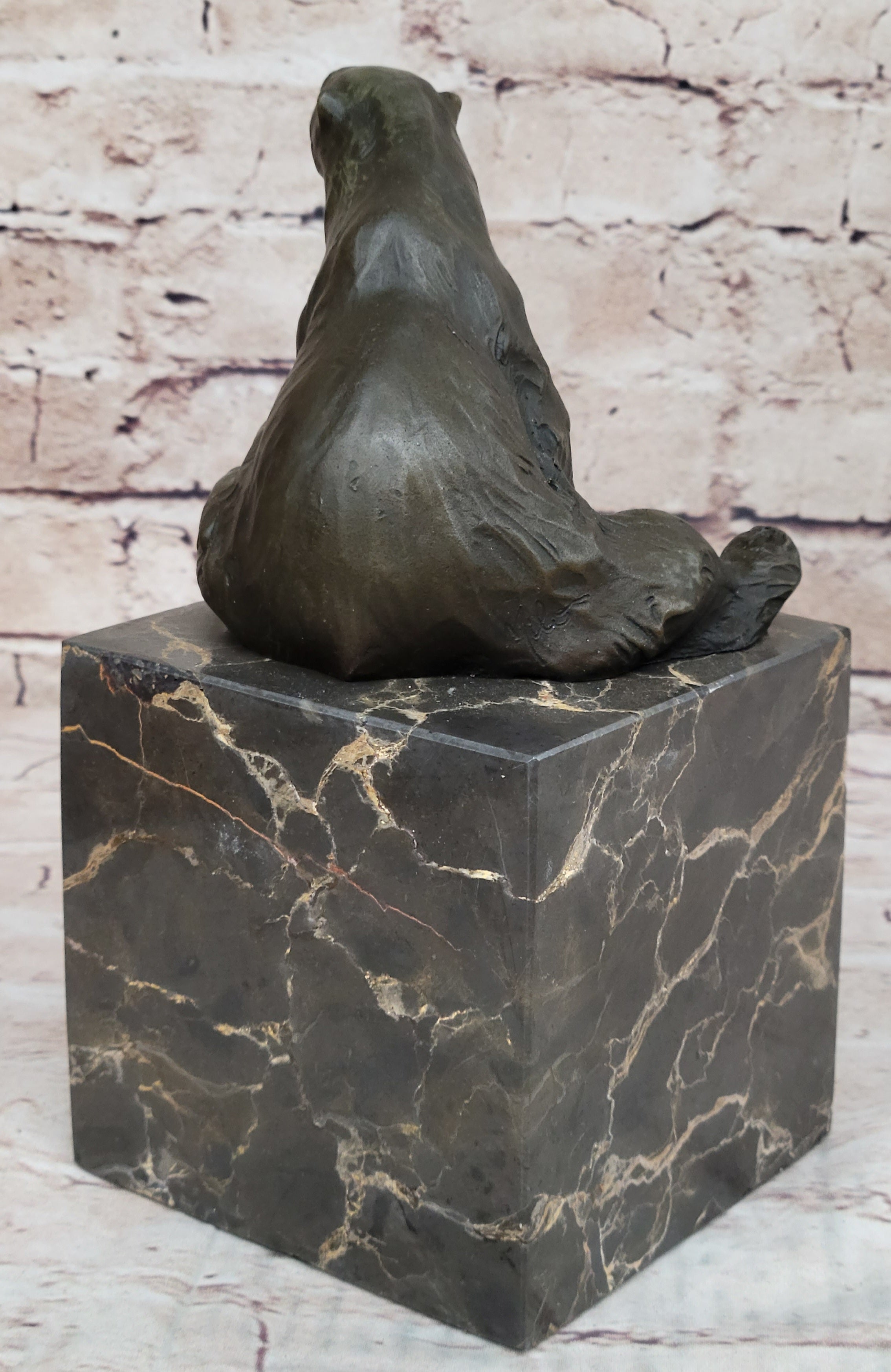 Art Deco Polar Bear Bronze Sculpture Marble Base Hotcast
