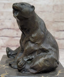 Art Deco Polar Bear Bronze Sculpture Marble Base Hotcast