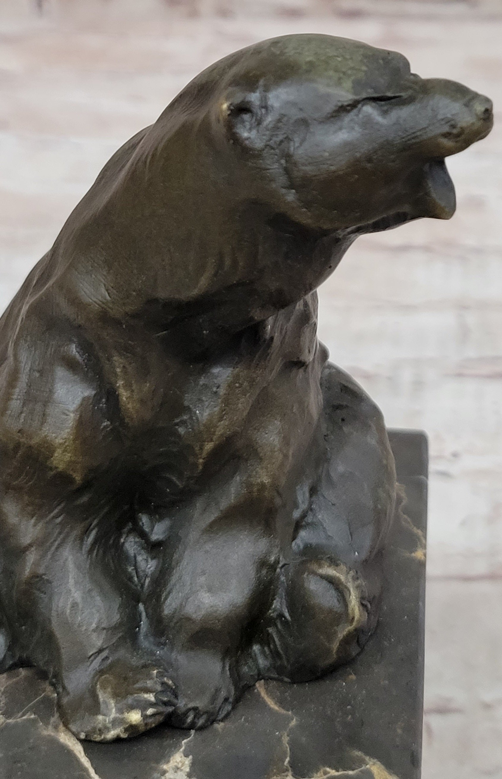 Art Deco Polar Bear Bronze Sculpture Marble Base Hotcast