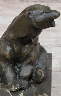Art Deco Polar Bear Bronze Sculpture Marble Base Hotcast