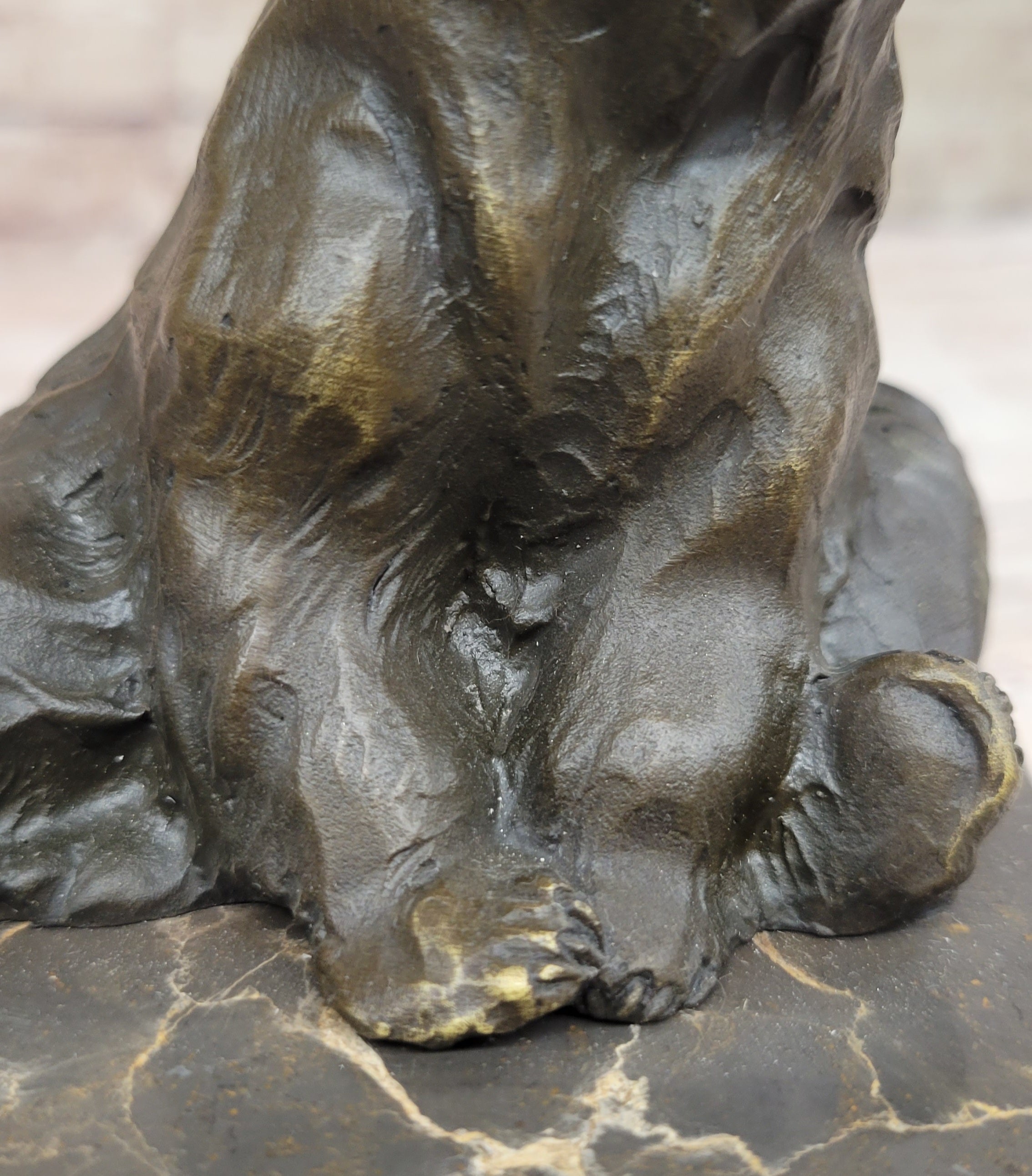 Art Deco Polar Bear Bronze Sculpture Marble Base Hotcast