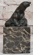 Art Deco Polar Bear Bronze Sculpture Marble Base Hotcast