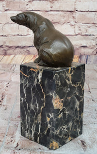 Signed Sitting Polar Bronze Bookend Marble Sculpture
