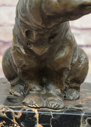 Signed Sitting Polar Bronze Bookend Marble Sculpture