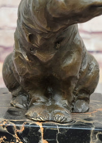 Signed Sitting Polar Bronze Bookend Marble Sculpture