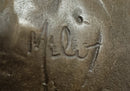 Signed Sitting Polar Bronze Bookend Marble Sculpture