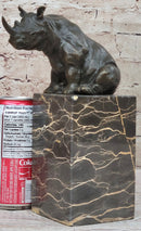 Signed Milo African Rhinoceros Bronze Sculpture on Marble Base
