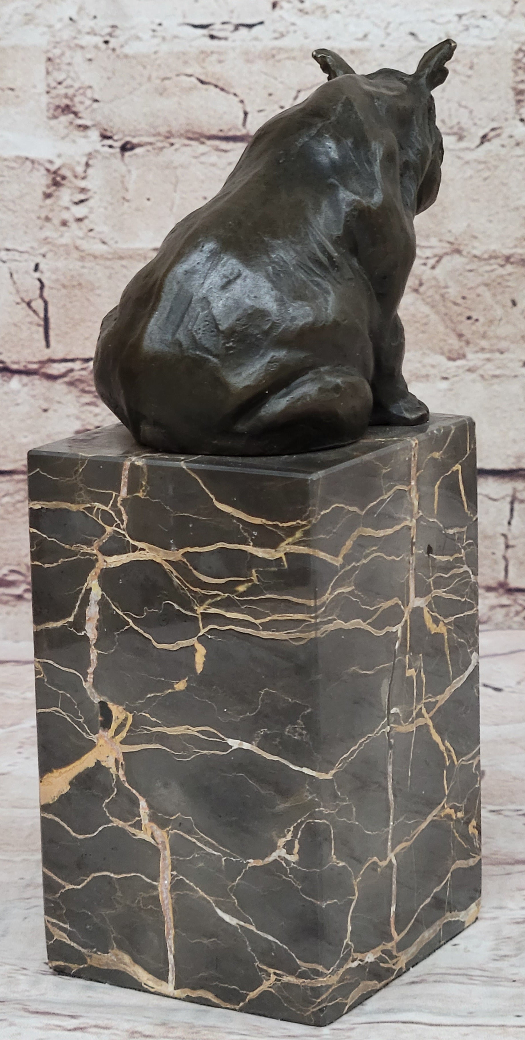 Signed Milo African Rhinoceros Bronze Sculpture on Marble Base