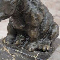 Signed Milo African Rhinoceros Bronze Sculpture on Marble Base