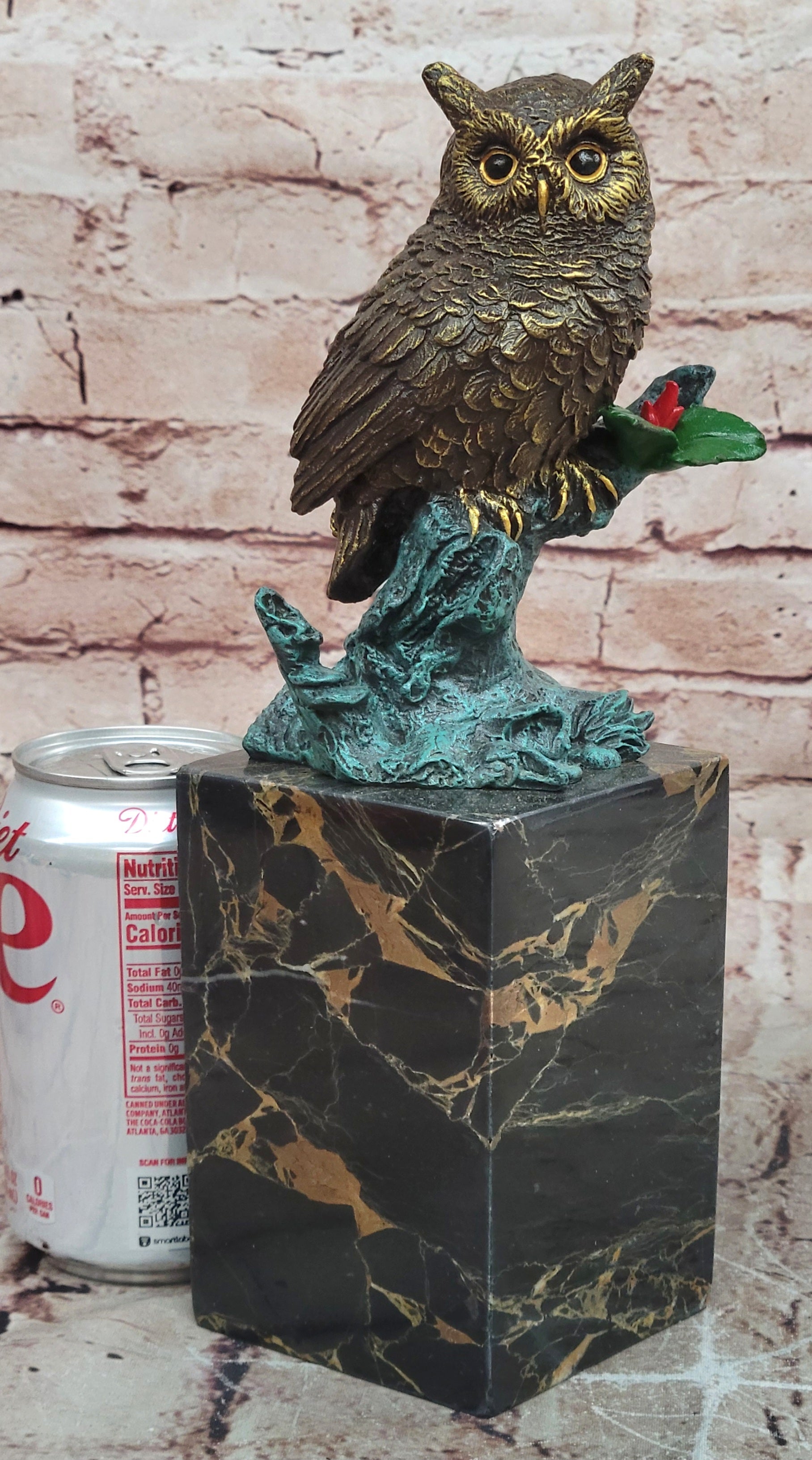 Beautiful Bronze Figure Sitting Owl on Branch Signed Milo Classic Sculpture