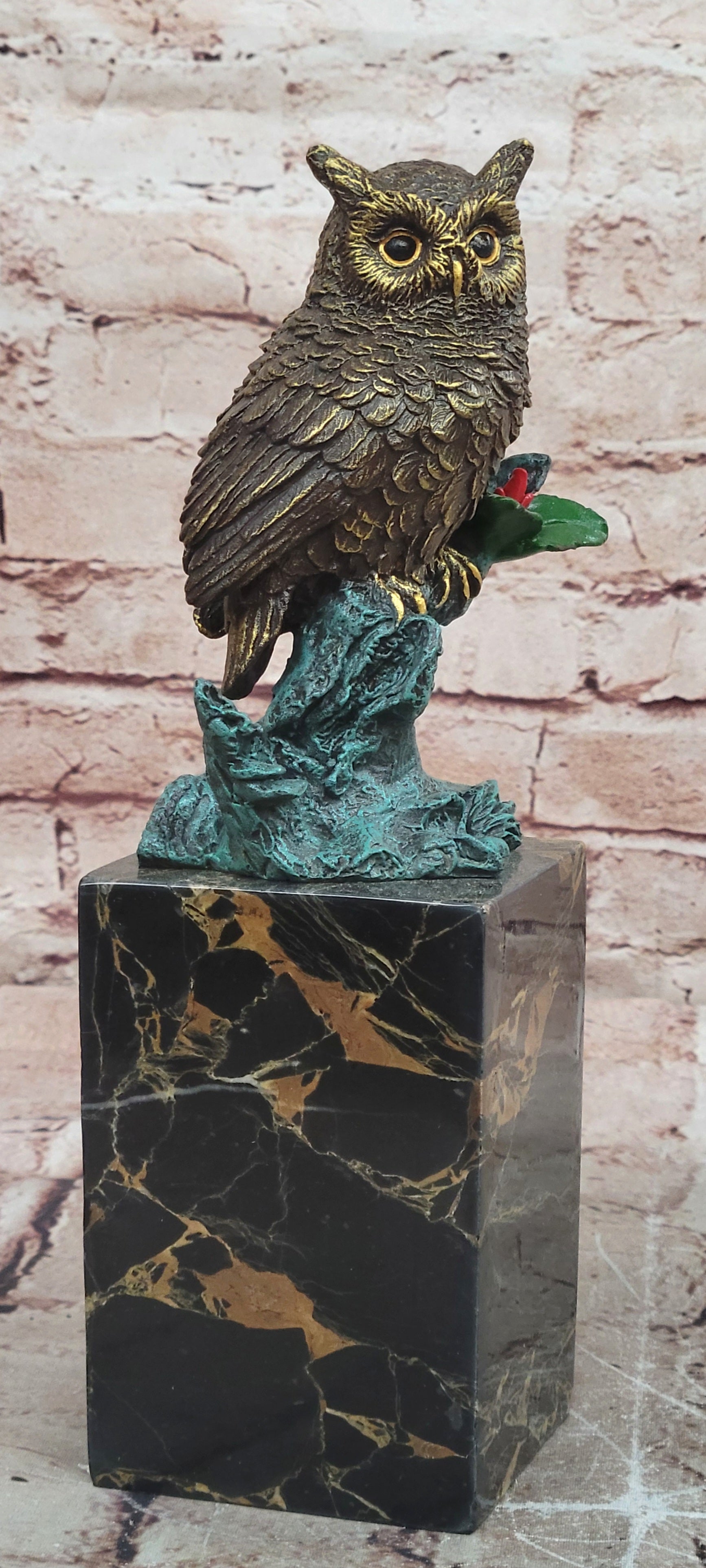 Beautiful Bronze Figure Sitting Owl on Branch Signed Milo Classic Sculpture