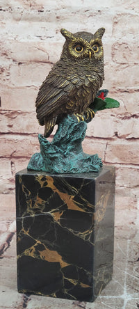 Beautiful Bronze Figure Sitting Owl on Branch Signed Milo Classic Sculpture