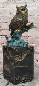 Beautiful Bronze Figure Sitting Owl on Branch Signed Milo Classic Sculpture