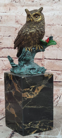 Beautiful Bronze Figure Sitting Owl on Branch Signed Milo Classic Sculpture