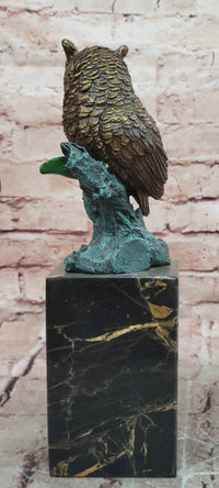 Beautiful Bronze Figure Sitting Owl on Branch Signed Milo Classic Sculpture