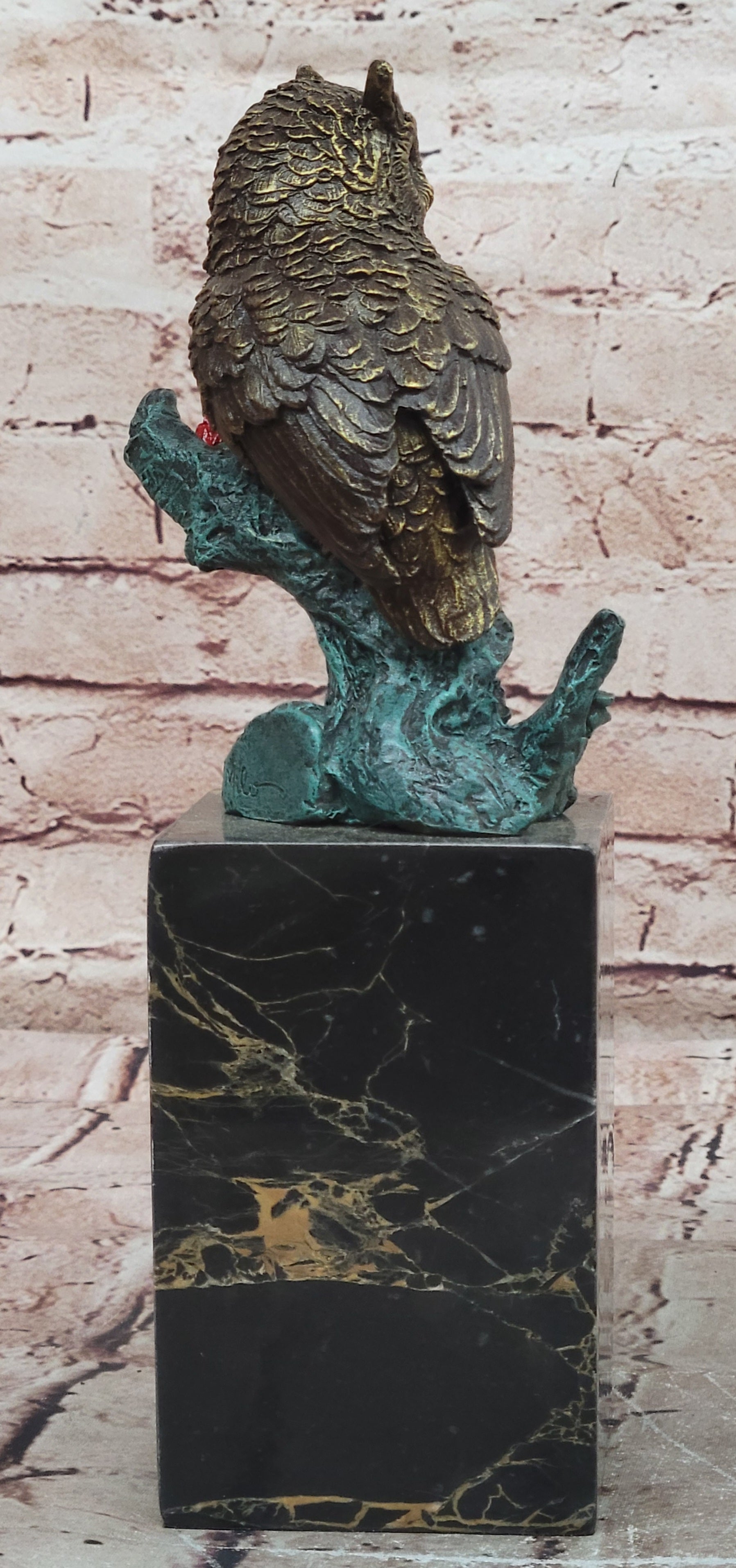 Beautiful Bronze Figure Sitting Owl on Branch Signed Milo Classic Sculpture
