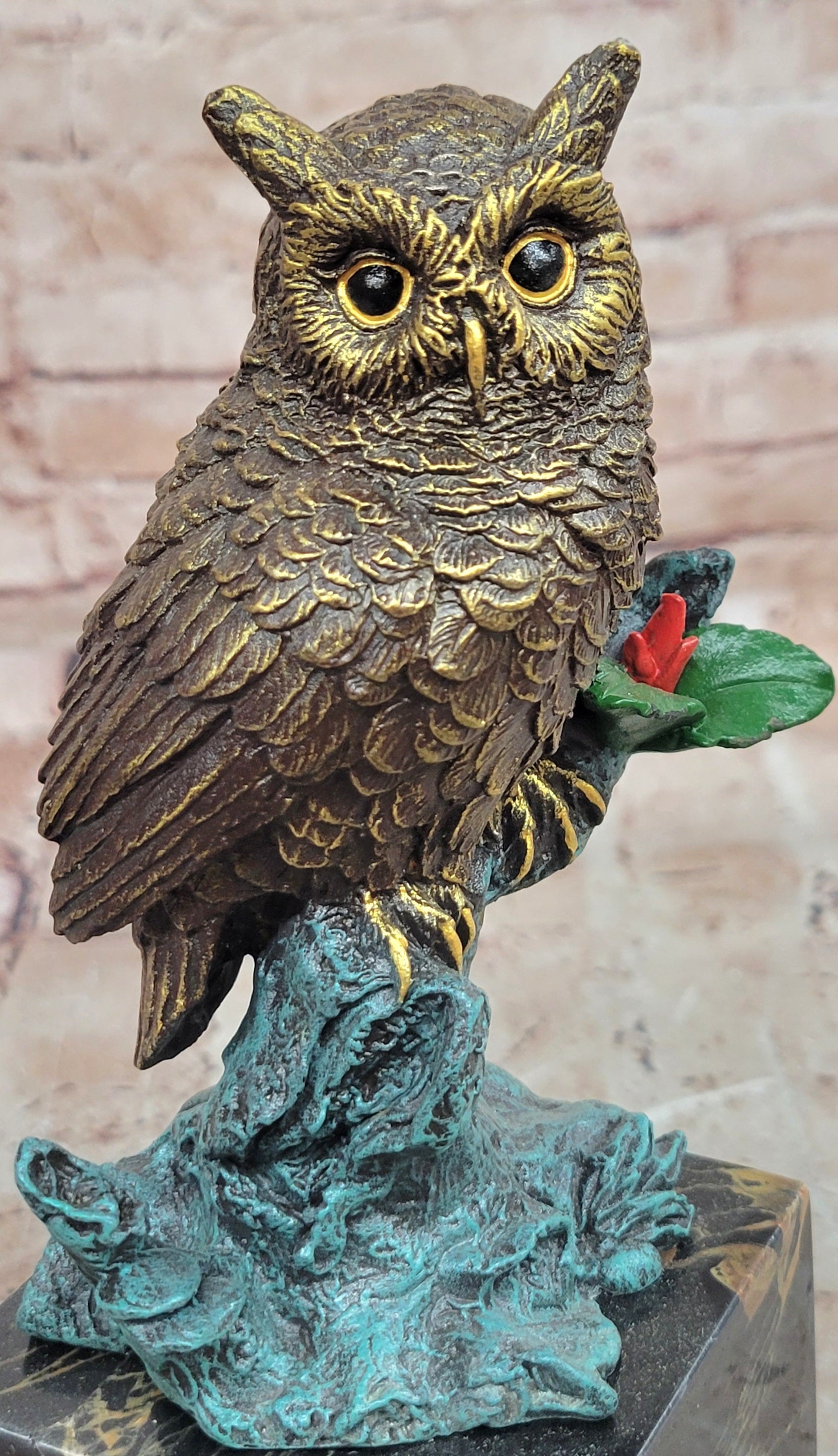 Beautiful Bronze Figure Sitting Owl on Branch Signed Milo Classic Sculpture