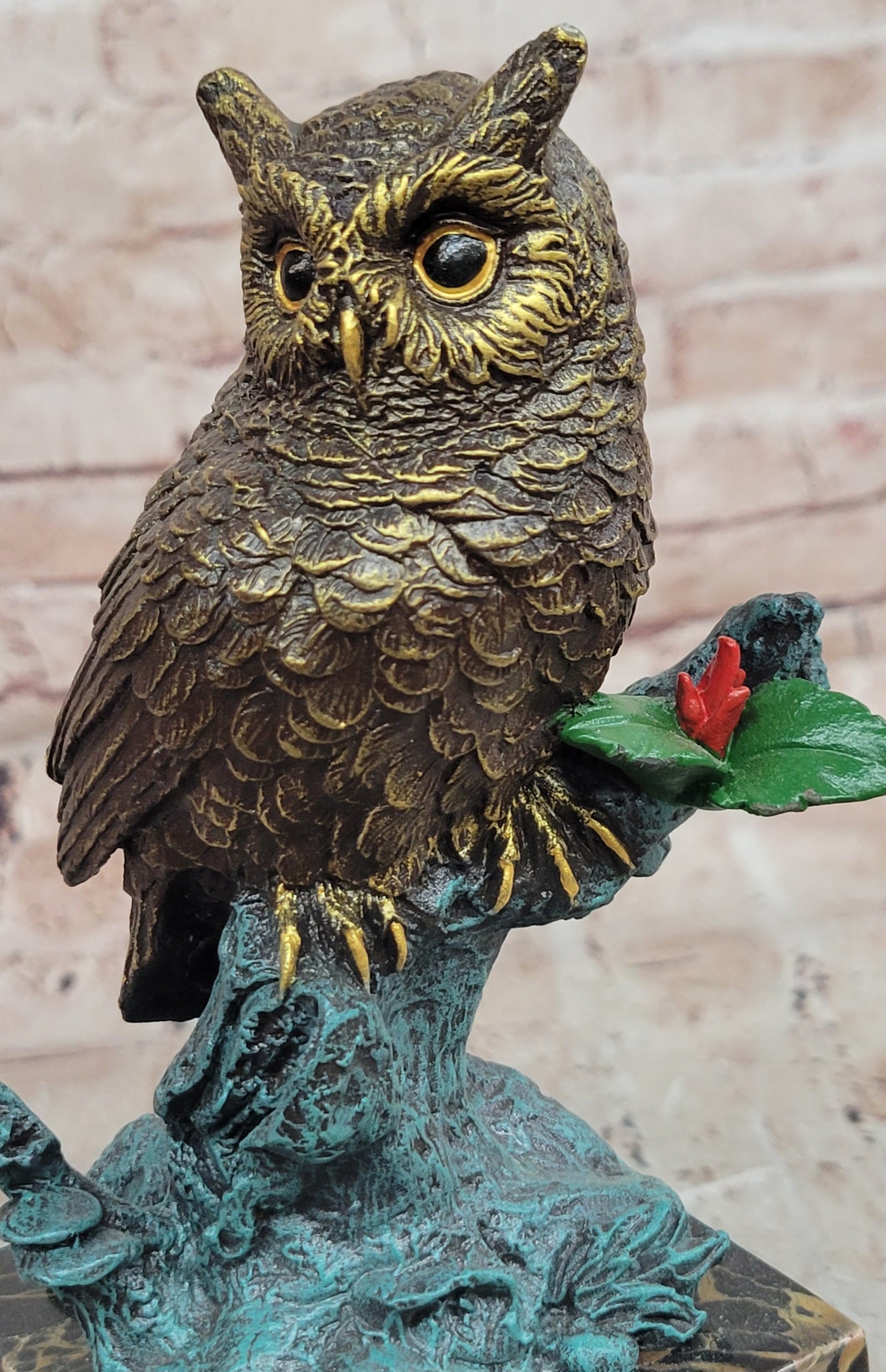 Beautiful Bronze Figure Sitting Owl on Branch Signed Milo Classic Sculpture