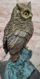 Beautiful Bronze Figure Sitting Owl on Branch Signed Milo Classic Sculpture
