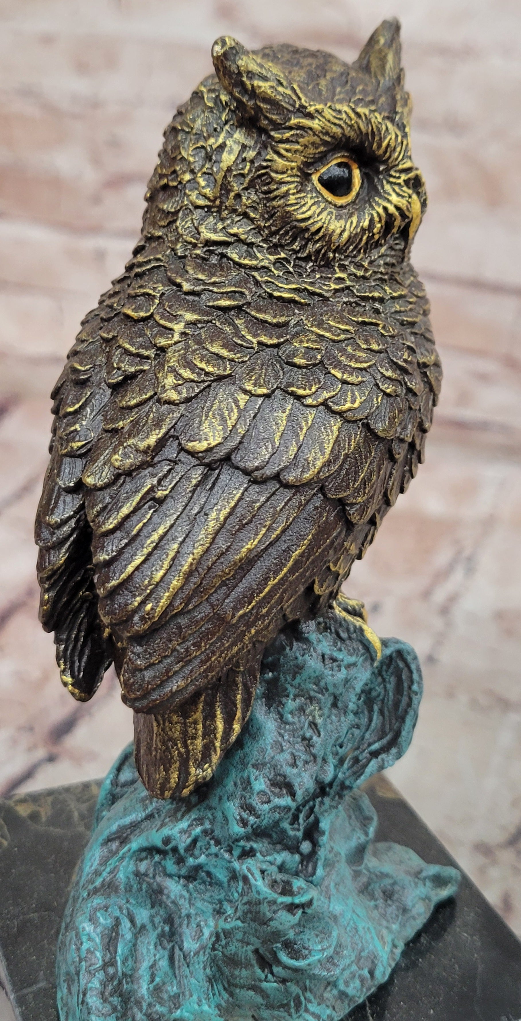 Beautiful Bronze Figure Sitting Owl on Branch Signed Milo Classic Sculpture