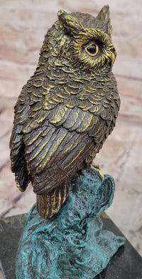 Beautiful Bronze Figure Sitting Owl on Branch Signed Milo Classic Sculpture