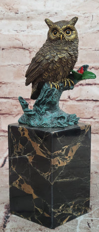 Beautiful Bronze Figure Sitting Owl on Branch Signed Milo Classic Sculpture