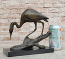 Crane Stork Egret Heron Bronze Sculpture on Marble Base