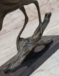 Crane Stork Egret Heron Bronze Sculpture on Marble Base
